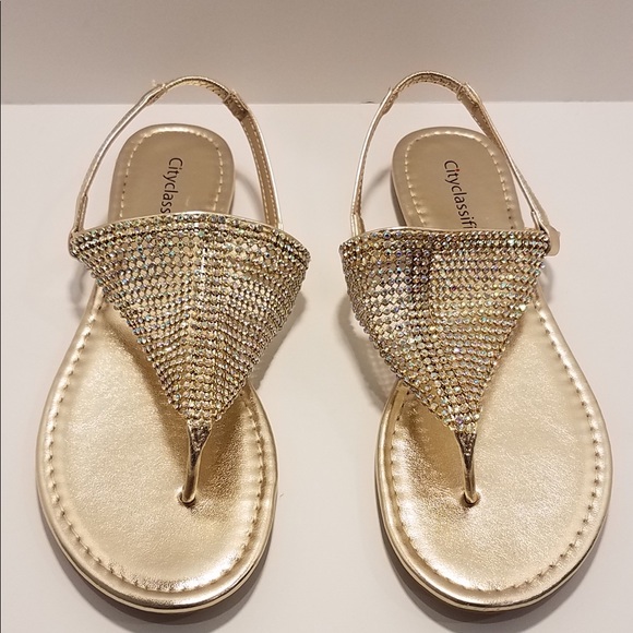 Gold bling sandals Clearance